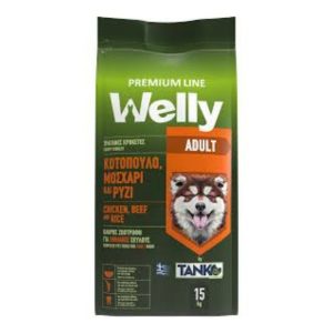 Ξηρά τροφή Σκύλου Welly Premium Line Με Κοτόπουλο, Μοσχάρι & Ρύζι 15kg