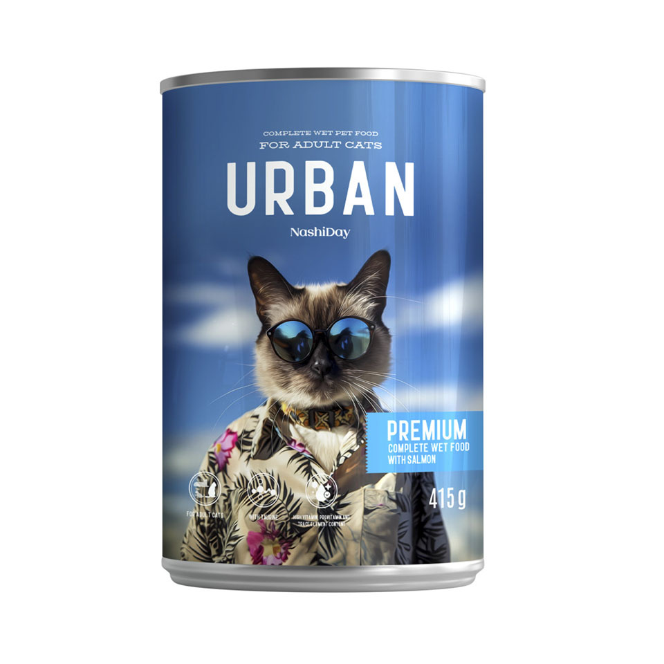 Υγρή τροφή για γάτες Urban Cat Premium με σολομό 0.415 κ.
