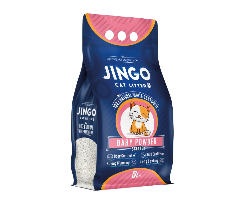 Άμμος γάτας μπετονίτης JINGO άρωμα πούδρας 5lt.