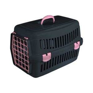 Κουτί μεταφοράς κατοικιδίου FELIX μαύρο με ροζ κουμπώματα 0.5 κ.