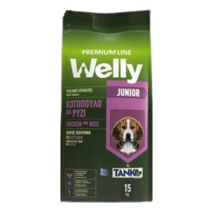 Ξηρή τροφή σκύλου junior Welly Premium Line 15kg με κοτόπουλο και ρύζι