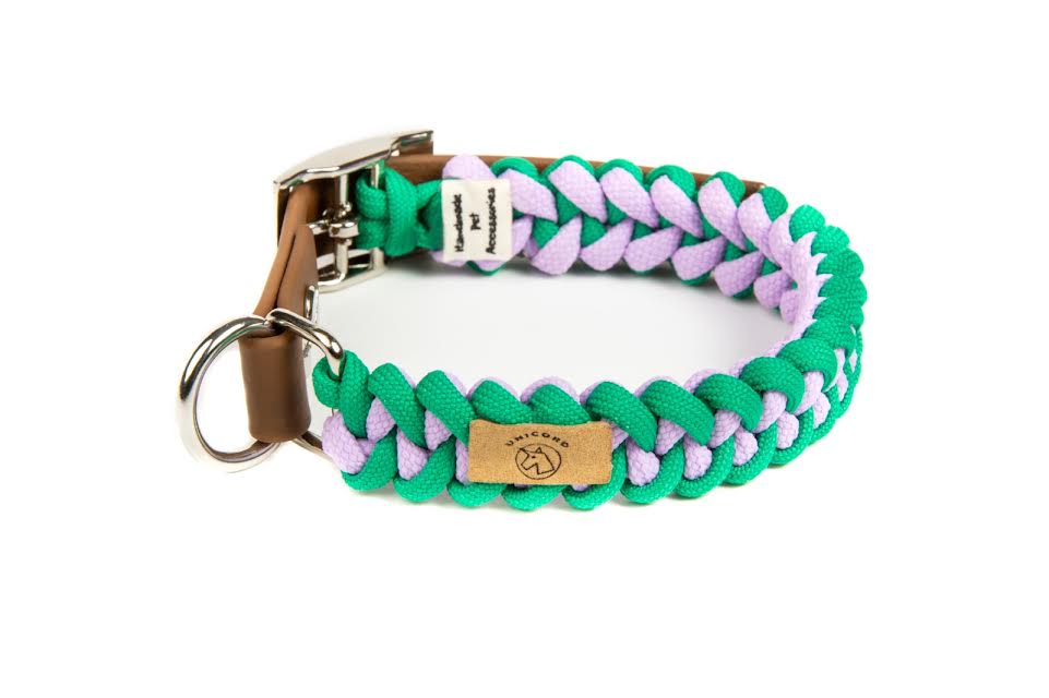 Unicord 23-29cm περιλαίμιο σκύλου καρχαρίας - πράσινο-μωβ σχέδιο