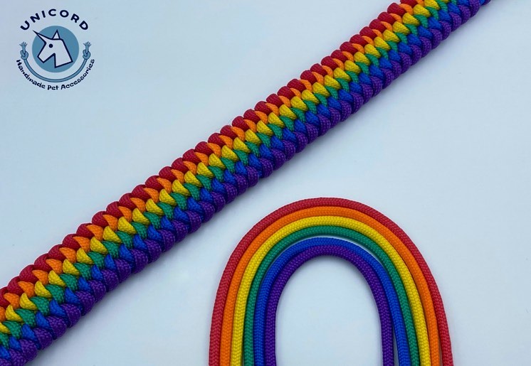 Unicord 30-36cm περιλαίμιο σκύλου ουράνιο τόξο - χειροποίητο κόσμημα