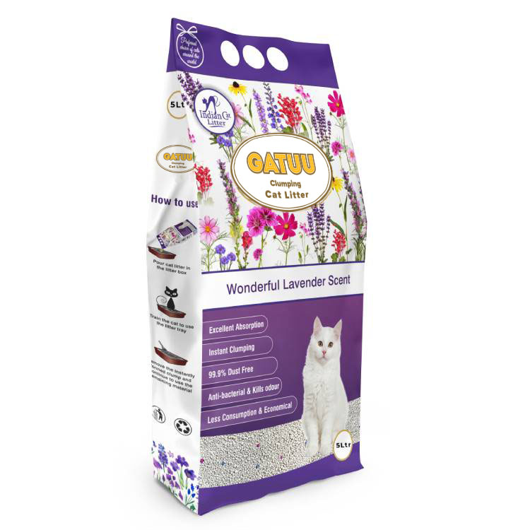 Gatuu 5L αντιβακτηριδιακή άμμος γάτας - άρωμα λεβάντας