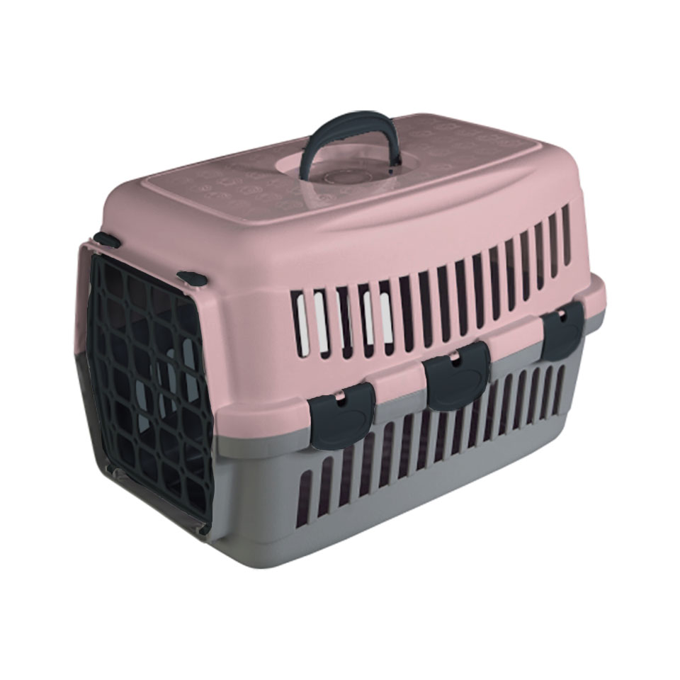 Penelope 65x45x45cm κλουβί μεταφοράς κατοικιδίων - ροζ με πλαστική πόρτα