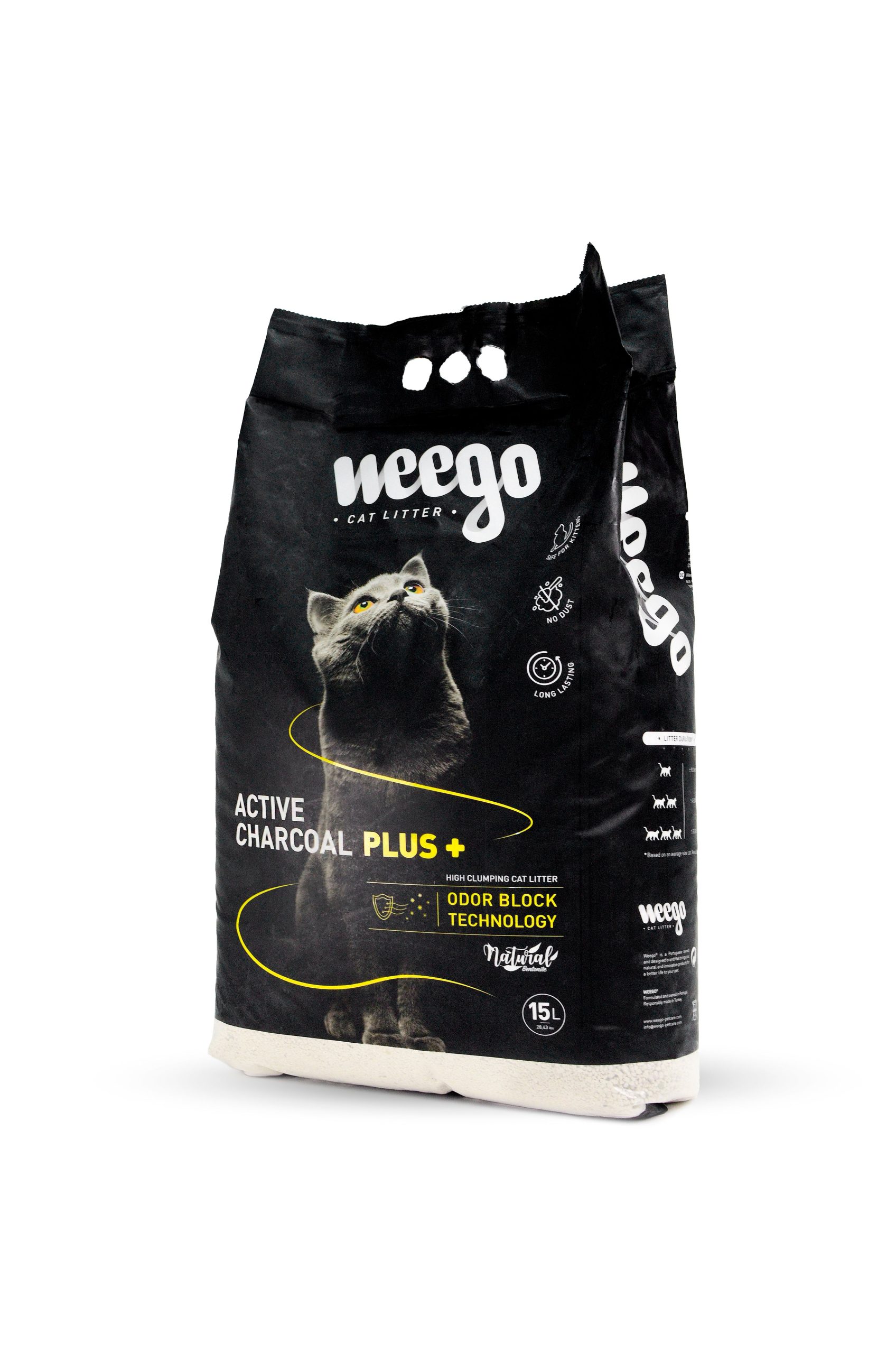 Weego 15L συγκολλητική άμμος γάτας - με ενεργό άνθρακα για μέγιστη δέσμευση οσμών
