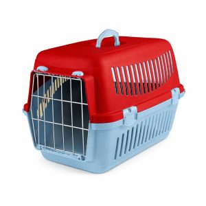 Felix 48x32,5x32,5H μποξ μεταφοράς κατοικιδίων - μεταλλική πόρτα κόκκινο σκούρο/γκρι