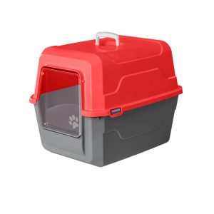 Catbus 52x37x48H κλειστή λεκάνη γάτας - κλειστή λεκάνη με πορτάκι μπροστά κόκκινη