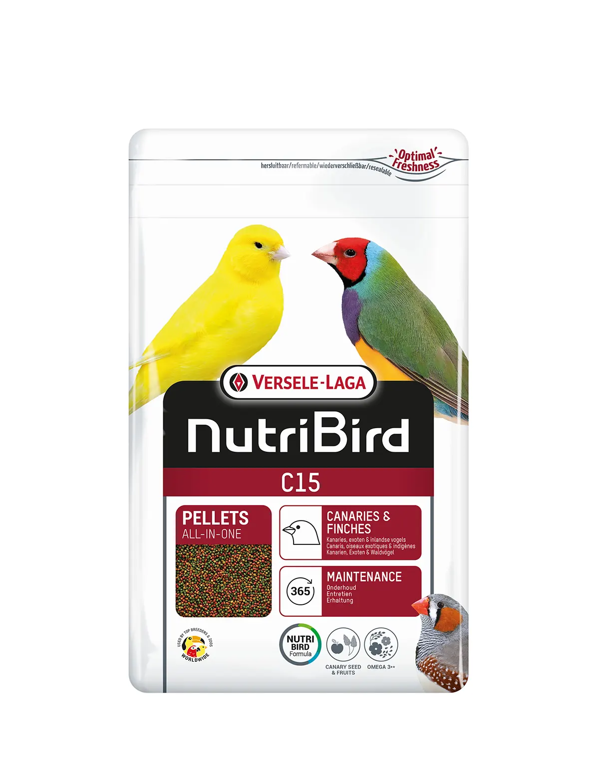 NutriBird C15 Πλήρης Τροφή Συντήρησης για Καναρίνια, Παραδείσια & Αγριόπουλα