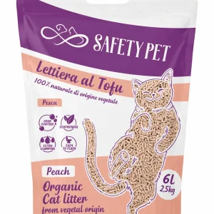 Safety Pet Lettiera al Tofu Peach 6L – Φυτική Άμμος Γάτας Tofu με Άρωμα Ροδάκινο
