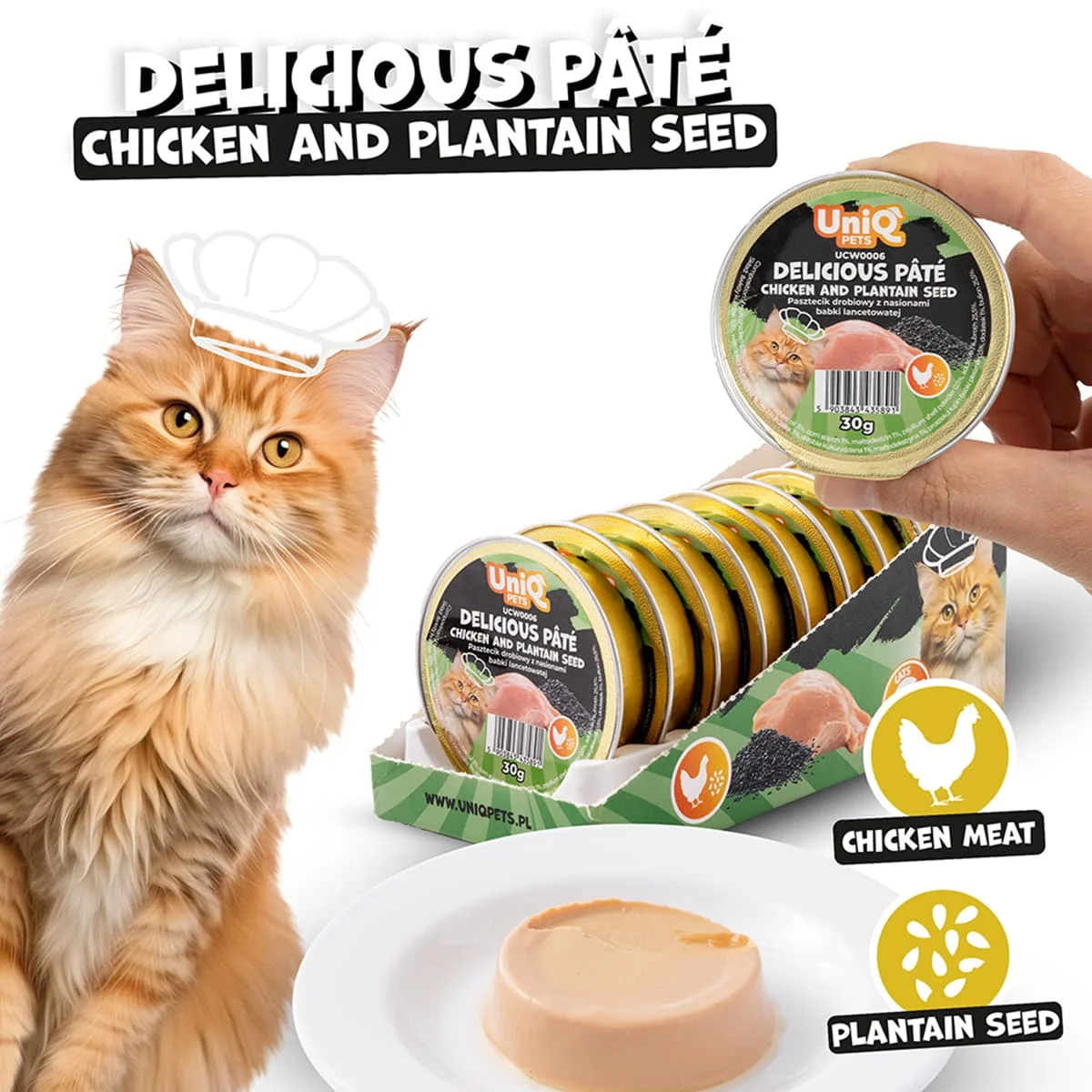 Uniq Delicious Pate 30gr – Πατέ Γάτας με Κοτόπουλο & Ψύλλιο