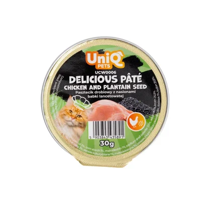Uniq Delicious Pate 30gr – Πατέ Γάτας με Κοτόπουλο & Ψύλλιο