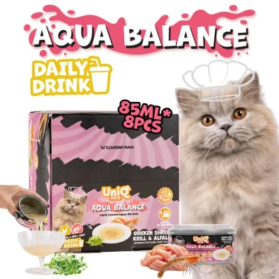 Uniq Daily Drink Aqua Balance 85ml – Ρόφημα Γάτας με Κοτόπουλο, Krill & Alfalfa