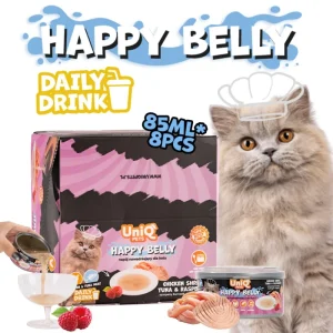 Uniq Daily Drink Happy Belly 85ml – Ρόφημα Γάτας με Κοτόπουλο, Τόνο & Raspberry